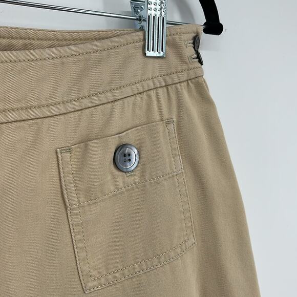 J. Jill Vintage 90s Y2K Wide Leg Cropped Pants Tan 6 Chino Khakis Patch Pockets - Picture 3 of 9